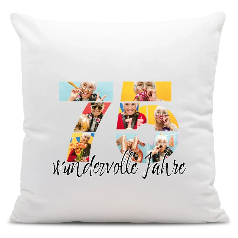 Personalisiertes Foto-Kissen zum 75. Geburtstag - Fotogeschenk