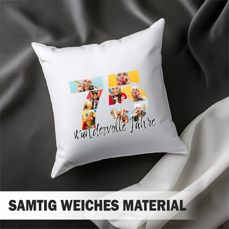 Personalisiertes Foto-Kissen zum 75. Geburtstag - Fotogeschenk