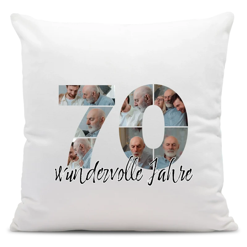 Personalisiertes Foto-Kissen zum 70. Geburtstag - Fotogeschenk