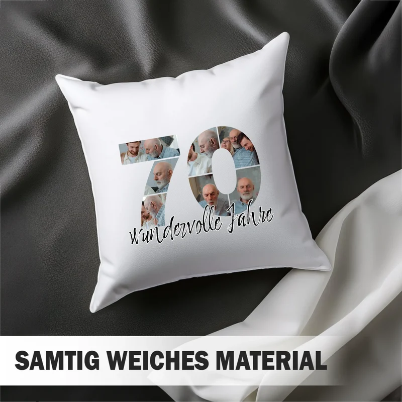 Personalisiertes Foto-Kissen zum 70. Geburtstag - Fotogeschenk