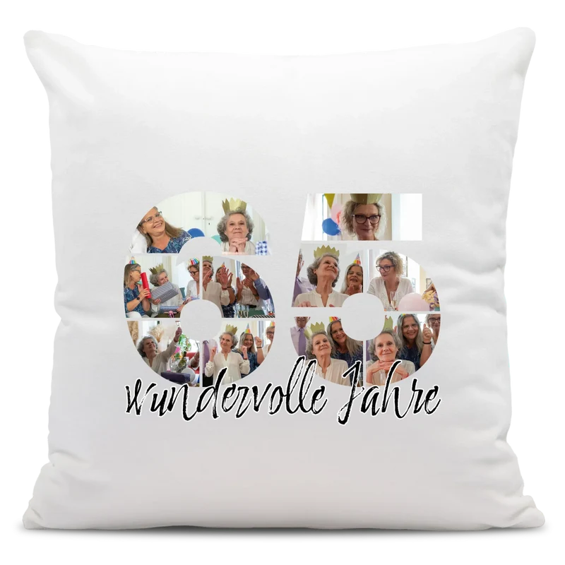 Personalisiertes Foto-Kissen zum 65. Geburtstag - Fotogeschenk