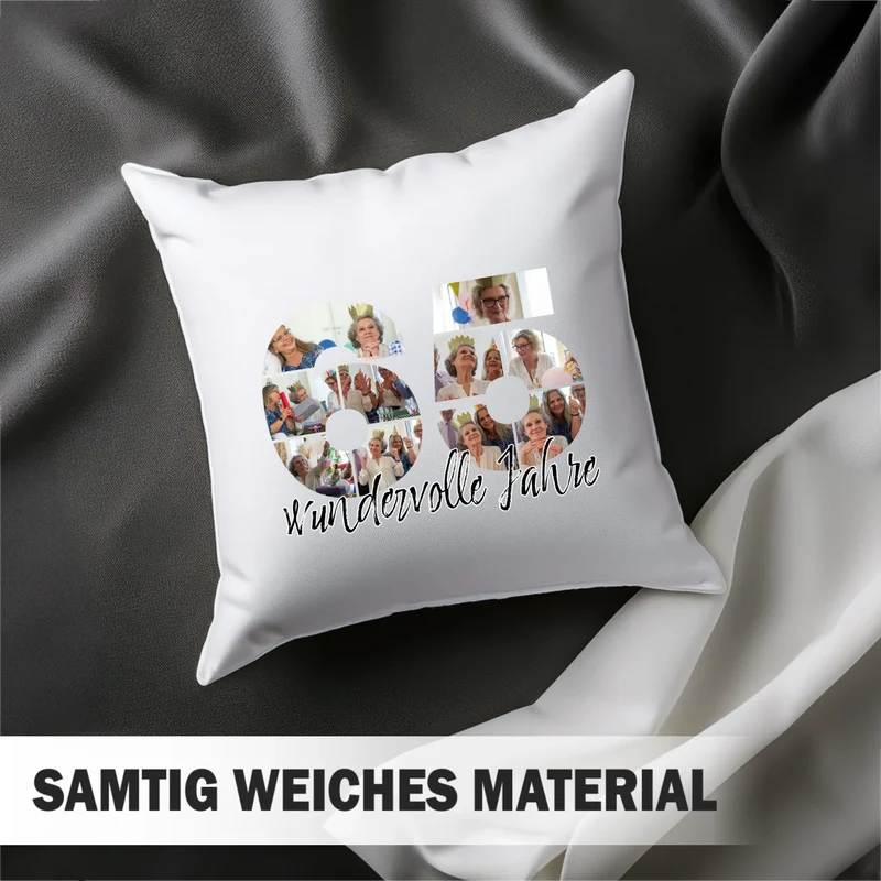 Personalisiertes Foto-Kissen zum 65. Geburtstag - Fotogeschenk