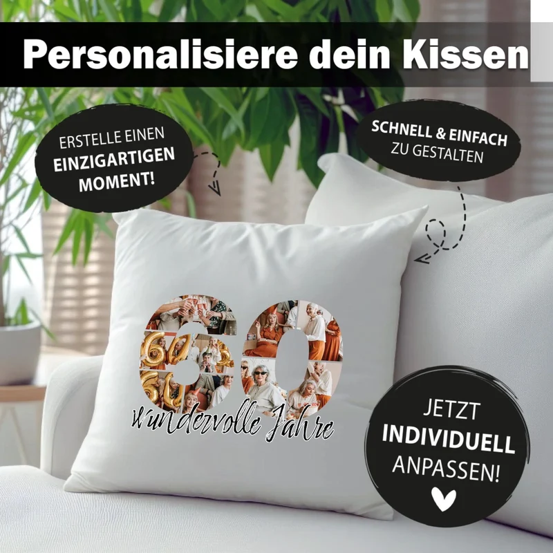 Personalisiertes Foto-Kissen zum 60. Geburtstag - Fotogeschenk