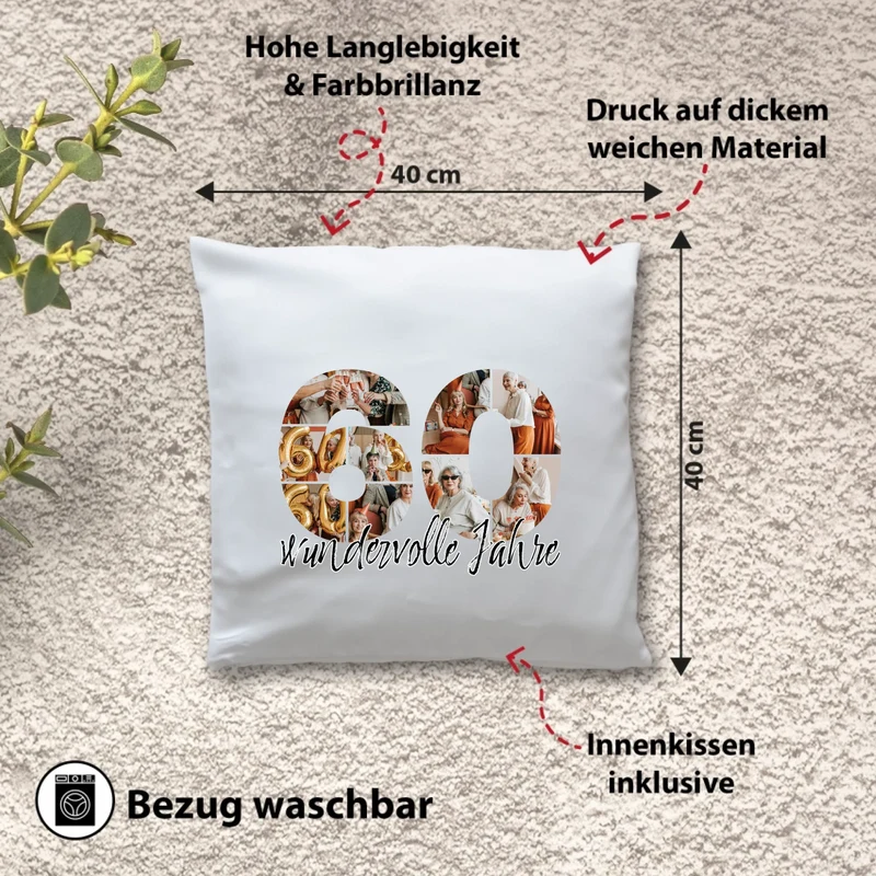 Personalisiertes Foto-Kissen zum 60. Geburtstag - Fotogeschenk