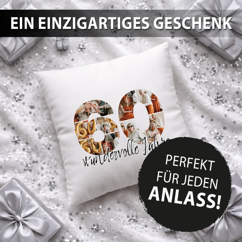 Personalisiertes Foto-Kissen zum 60. Geburtstag - Fotogeschenk