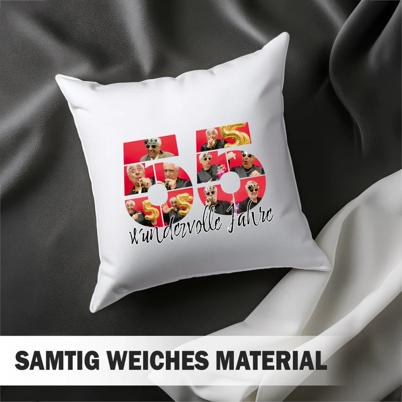 Personalisiertes Foto-Kissen zum 55. Geburtstag - Fotogeschenk