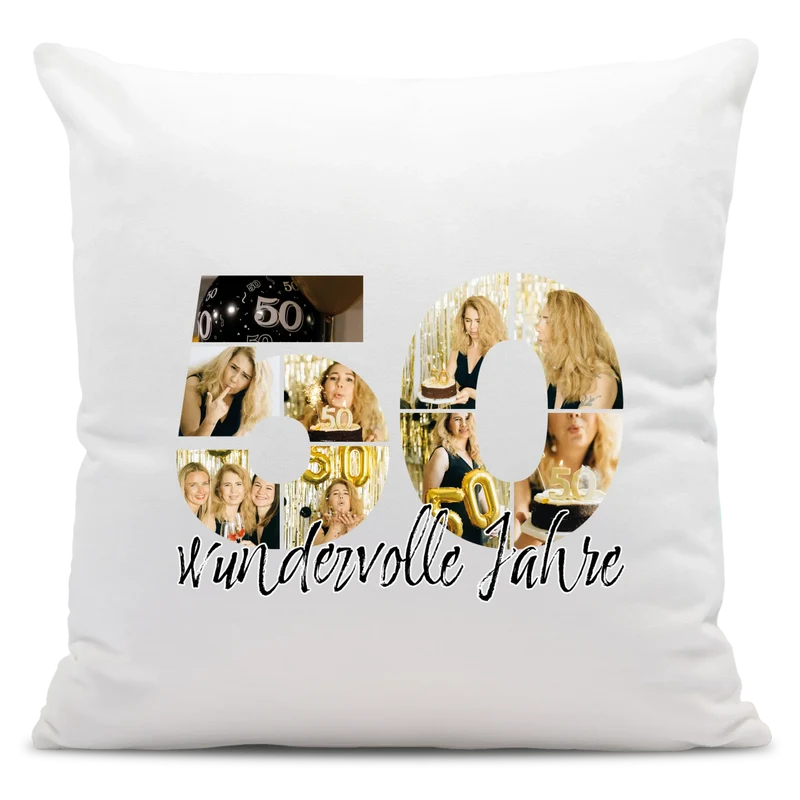 Personalisiertes Foto-Kissen zum 50. Geburtstag - Fotogeschenk
