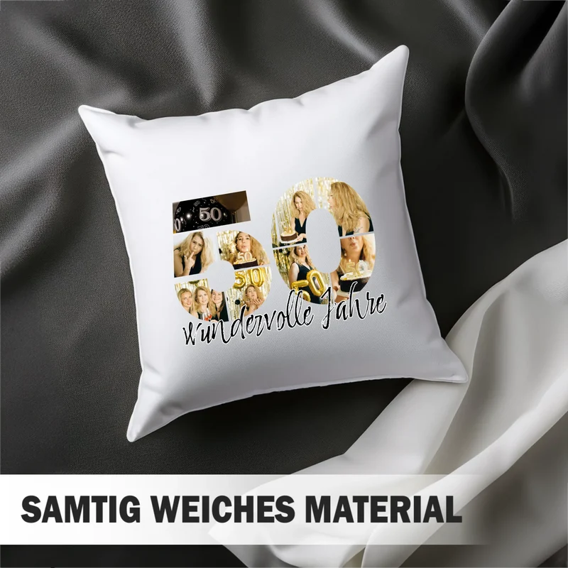 Personalisiertes Foto-Kissen zum 50. Geburtstag - Fotogeschenk