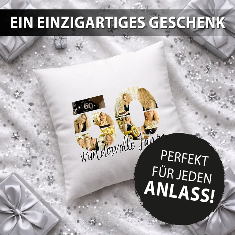 Personalisiertes Foto-Kissen zum 50. Geburtstag - Fotogeschenk