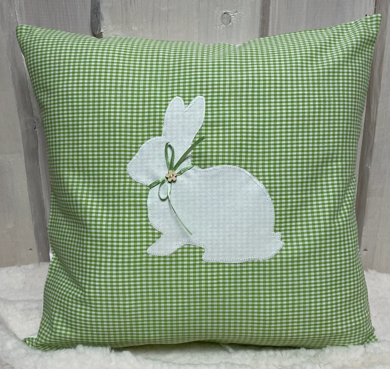 1 Landhausstill Kissenhülle, Kissenbezug, Osterkissen,Ostern grün/weiß