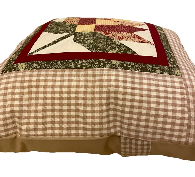 Patchwork Kissenhülle, Landhausstil Kissenbezug, beige/creme/rot/grün