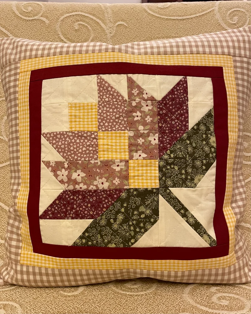 Patchwork Kissenhülle, Landhausstil Kissenbezug, beige/creme/rot/grün