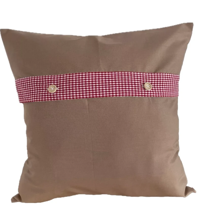 Landhausstil Kissenhülle * Kissenbezug * rot/weiß kariertes Dekokissen * Kuh
