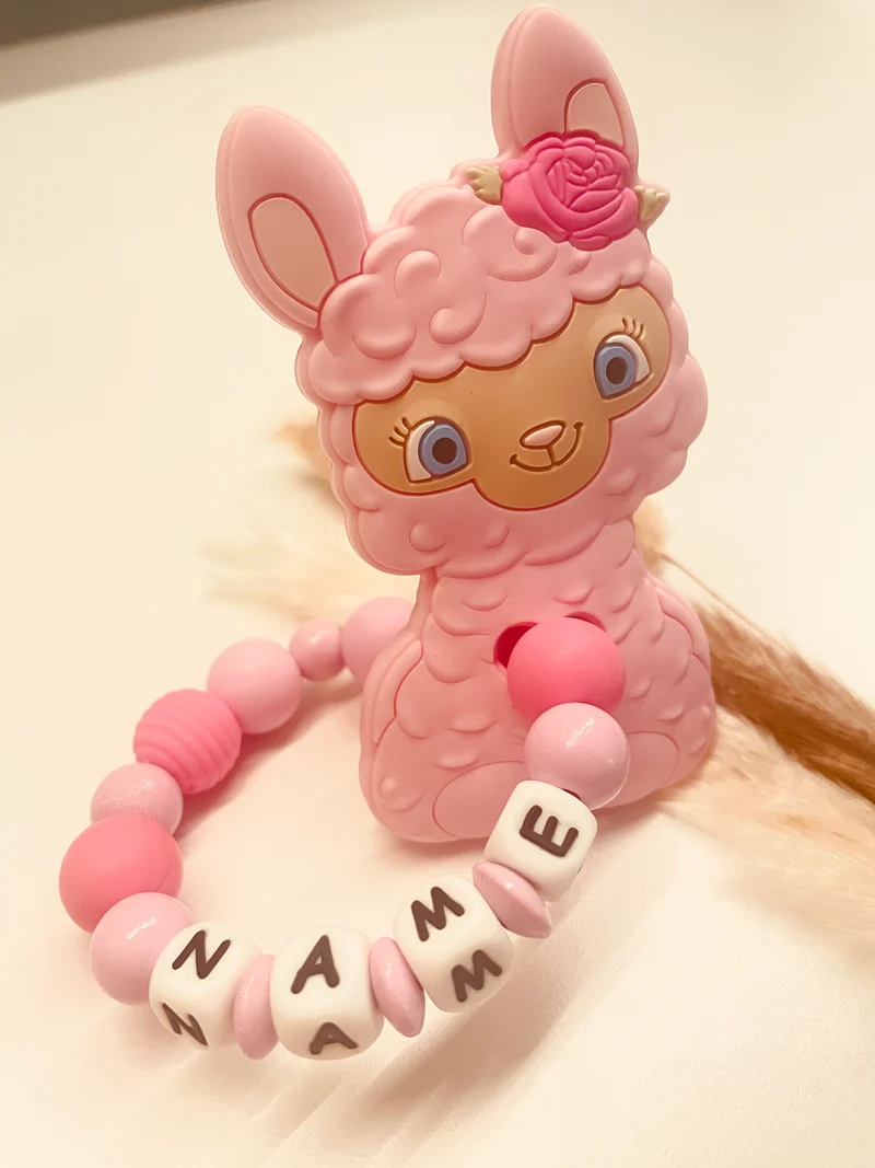 Abverkauf Greifring Alpaka rosa pink personalisierbar