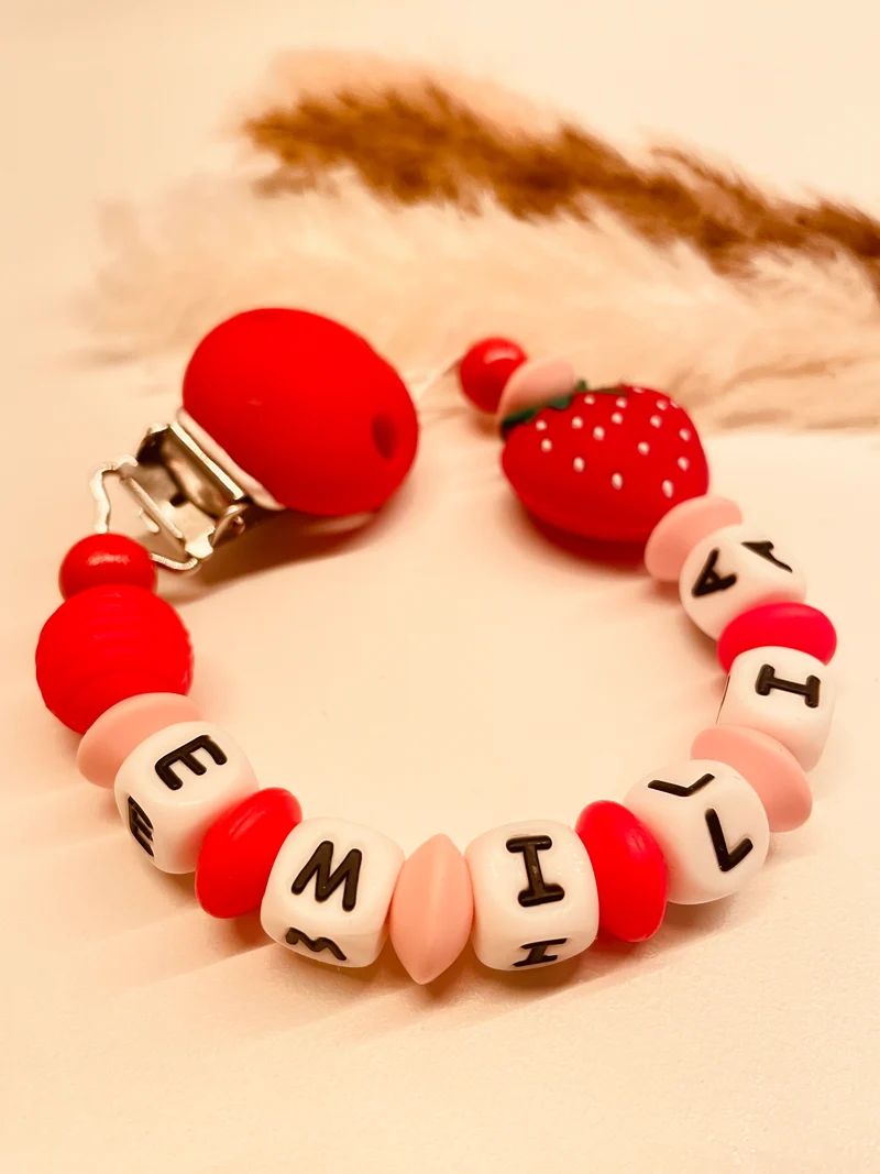 Schnullerkette Erdbeere rot rosa 12,90€, statt 17,90€