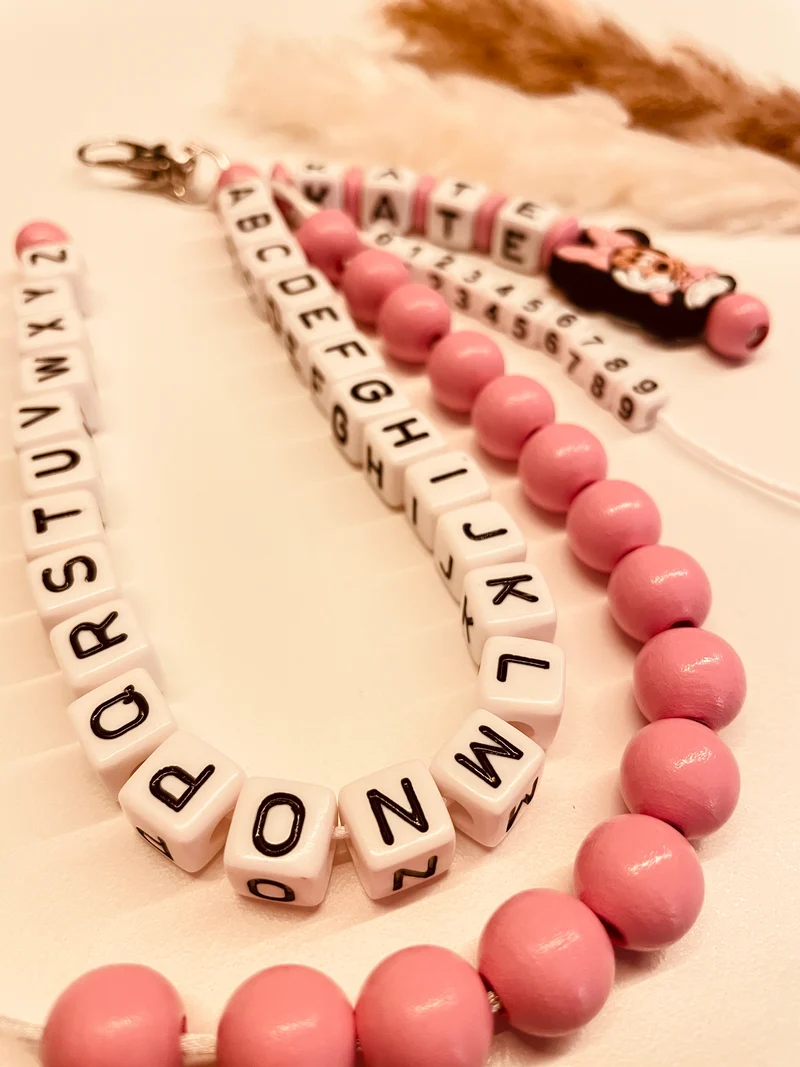 ABC & Rechenkette personalisiert Maus Figur rosa