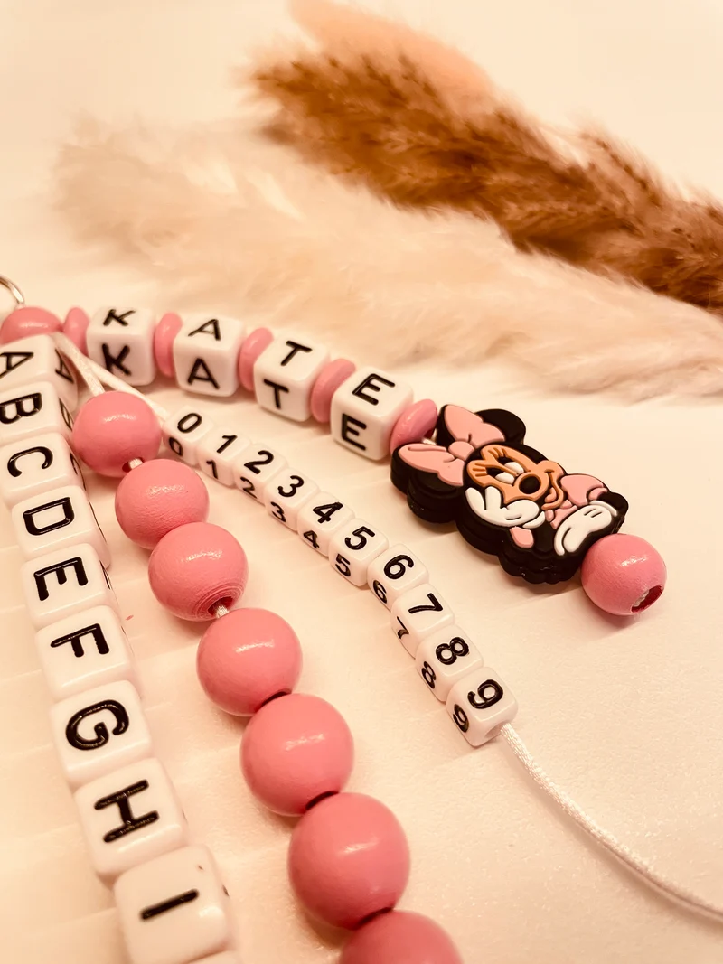 ABC & Rechenkette personalisiert Maus Figur rosa