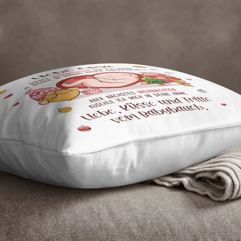 Kissen - Liebe Oma dieses Weihnachten bin ich noch in Mamas Bauch