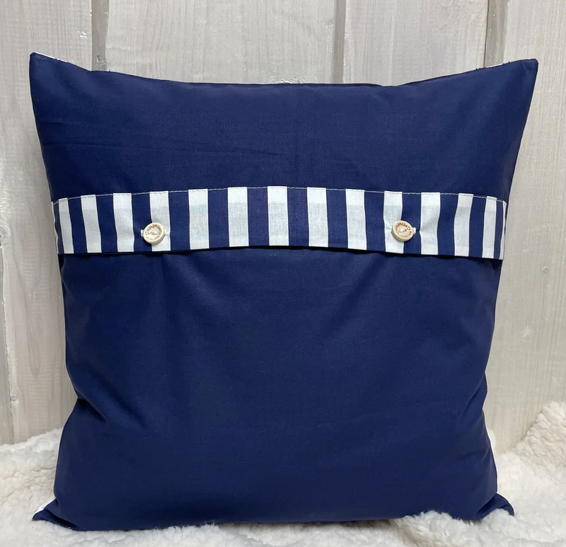 Patchwork Kissenhülle, Landhausstil Kissenbezug, blau/weiß 40x40cm.
