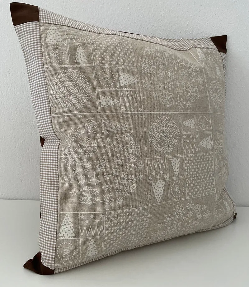 Weihnachtliche Kissenhülle * Kissenbezug, beige/braun