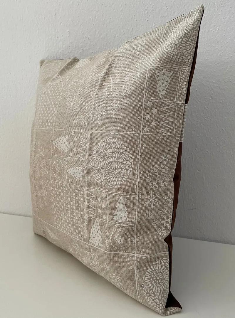 Weihnachtliche Kissenhülle * Kissenbezug, beige/braun
