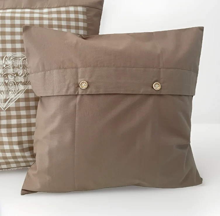 Landhausstil Kissenhülle, Kissenbezug, beige/weiß kariertes Dekokissen