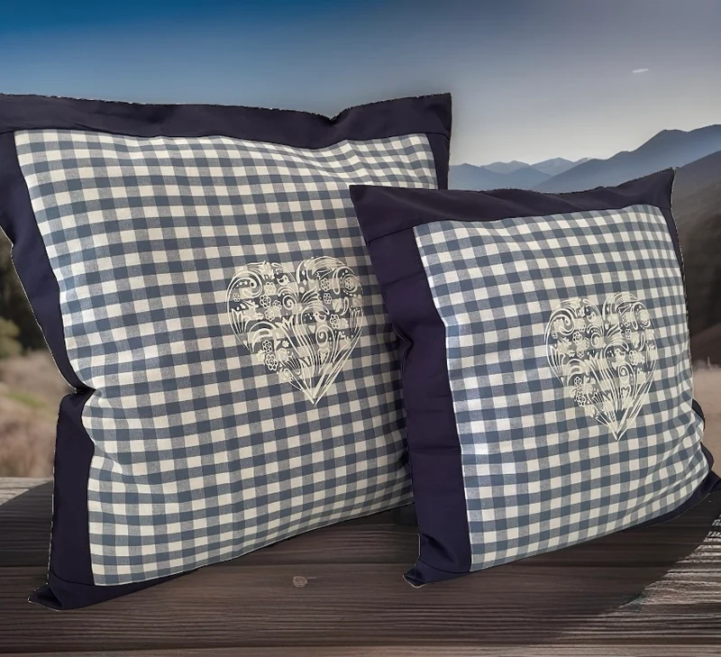 Landhausstil Kissenhülle, Kissenbezug, blau/weiß kariertes Dekokissen
