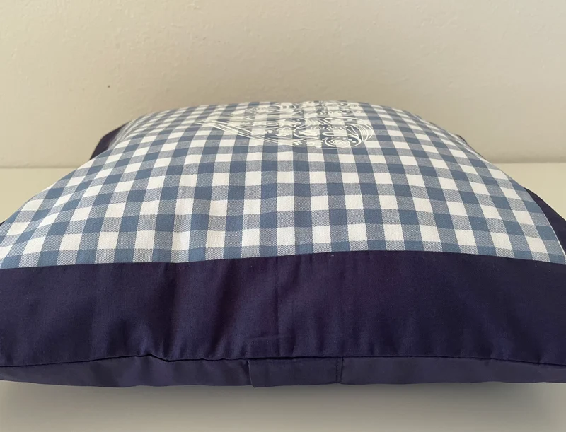 Landhausstil Kissenhülle, Kissenbezug, blau/weiß kariertes Dekokissen