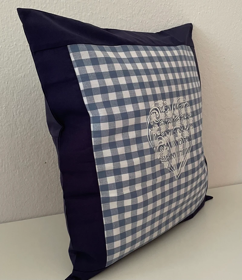 Landhausstil Kissenhülle, Kissenbezug, blau/weiß kariertes Dekokissen