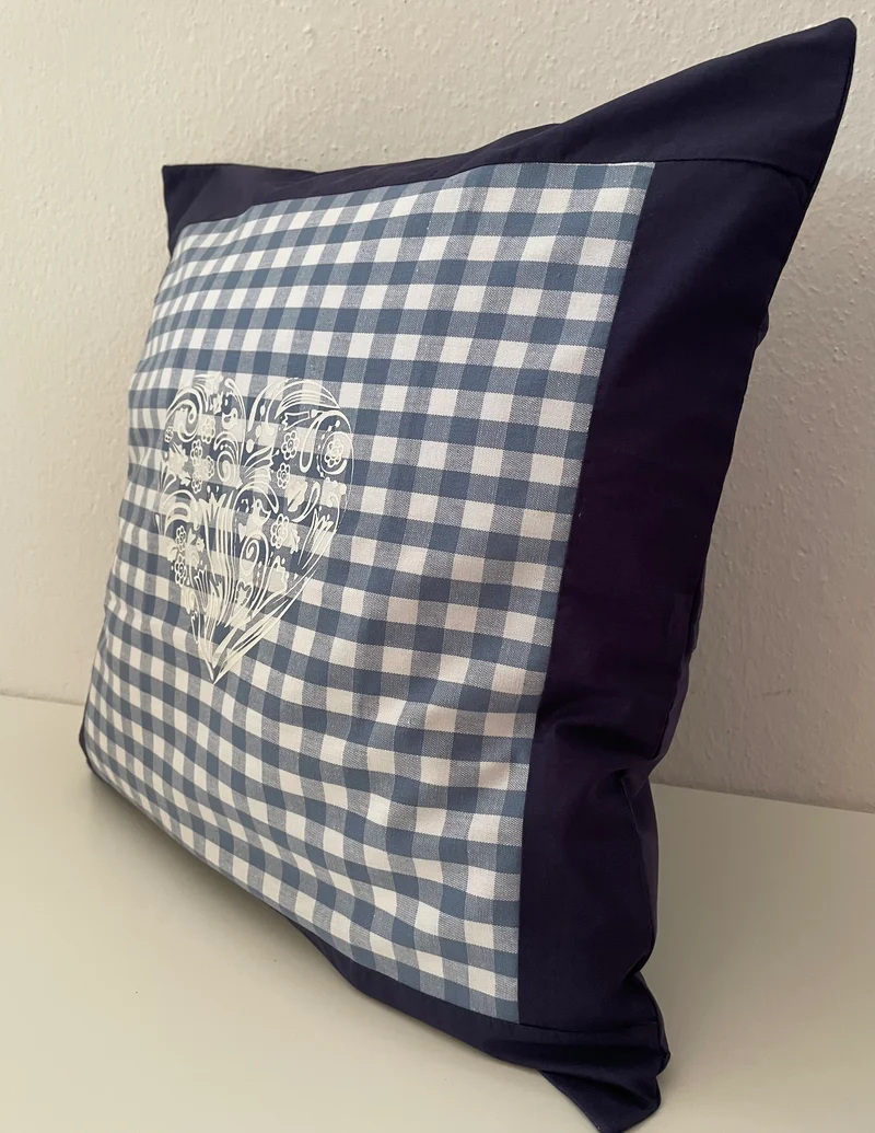 Landhausstil Kissenhülle, Kissenbezug, blau/weiß kariertes Dekokissen