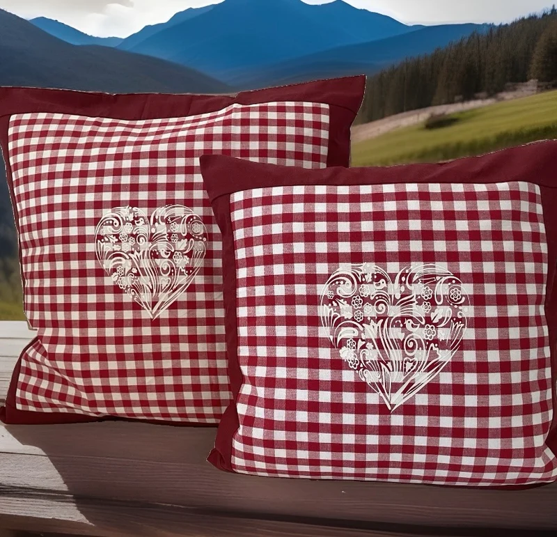 Landhausstil Kissenhülle, Kissenbezug, rot/weiß kariertes Dekokissen