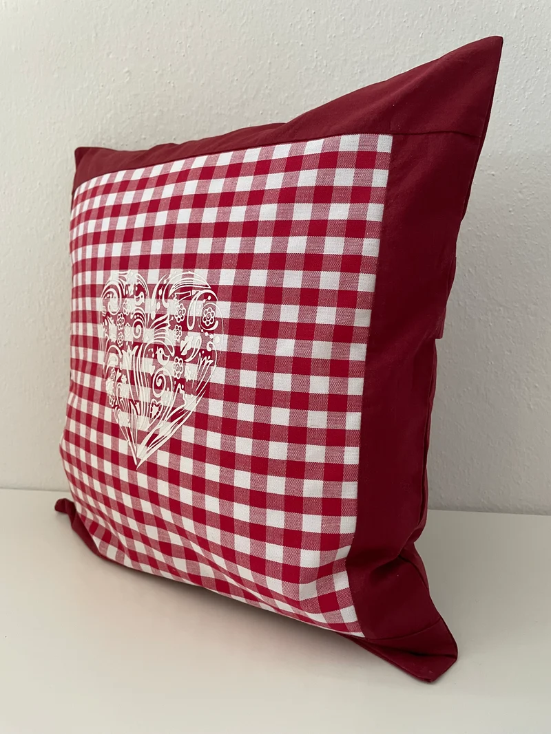 Landhausstil Kissenhülle, Kissenbezug, rot/weiß kariertes Dekokissen