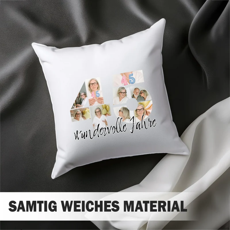 Personalisiertes Foto-Kissen zum 45. Geburtstag - Fotogeschenk