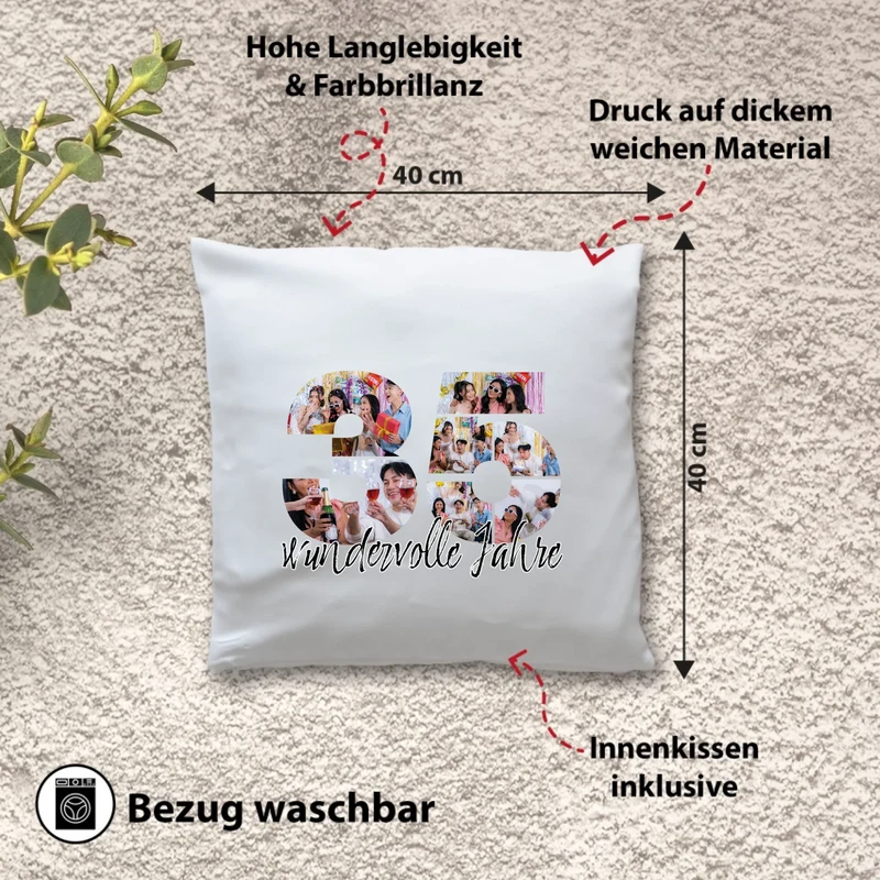 Personalisiertes Foto-Kissen zum 35. Geburtstag - Fotogeschenk
