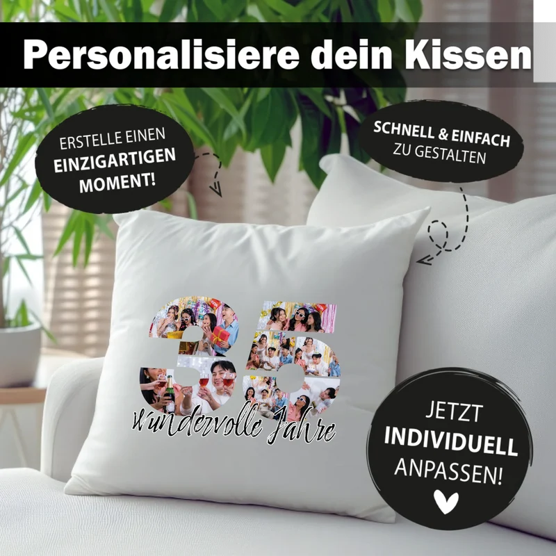 Personalisiertes Foto-Kissen zum 35. Geburtstag - Fotogeschenk