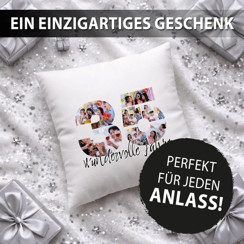 Personalisiertes Foto-Kissen zum 35. Geburtstag - Fotogeschenk