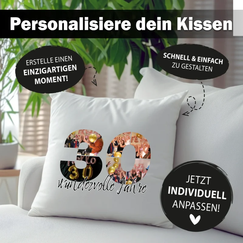 Personalisiertes Foto-Kissen zum 30. Geburtstag - Fotogeschenk