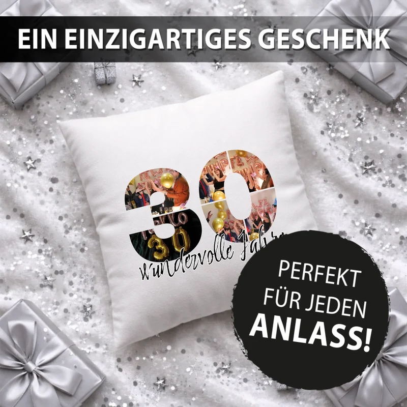 Personalisiertes Foto-Kissen zum 30. Geburtstag - Fotogeschenk