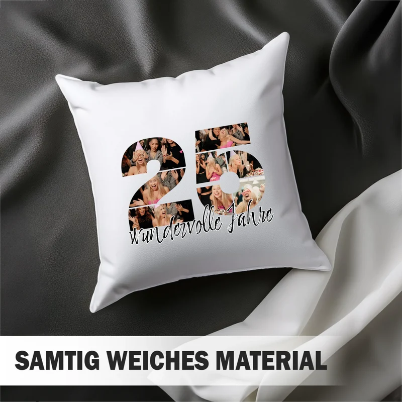 Personalisiertes Foto-Kissen zum 25. Geburtstag - Fotogeschenk