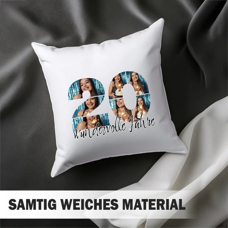 Personalisiertes Foto-Kissen zum 20. Geburtstag - Fotogeschenk