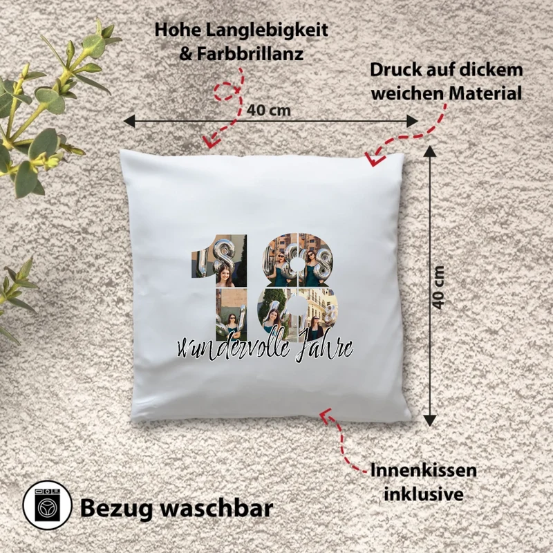 Personalisiertes Foto-Kissen zum 18. Geburtstag - Fotogeschenk