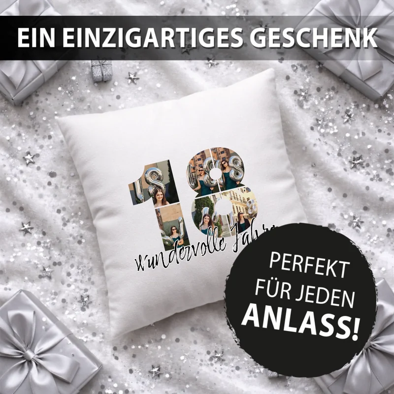 Personalisiertes Foto-Kissen zum 18. Geburtstag - Fotogeschenk