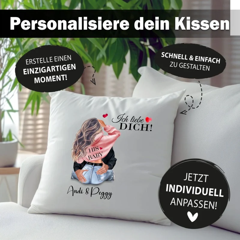 Personalisiertes Kissen - Liebespaar His Baby - Ich liebe Dich