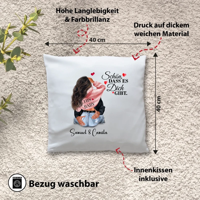 Personalisiertes Kissen - Liebespaar His Baby - Ich liebe Dich