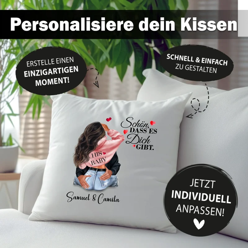 Personalisiertes Kissen - Liebespaar His Baby - Ich liebe Dich