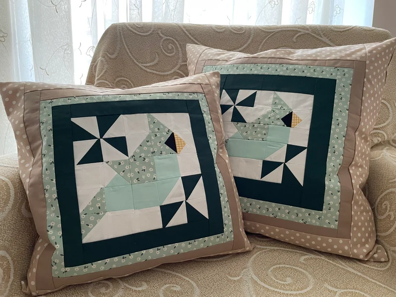 Patchwork Kissenhülle, Landhausstil Kissenbezug, mint/beige/weiß