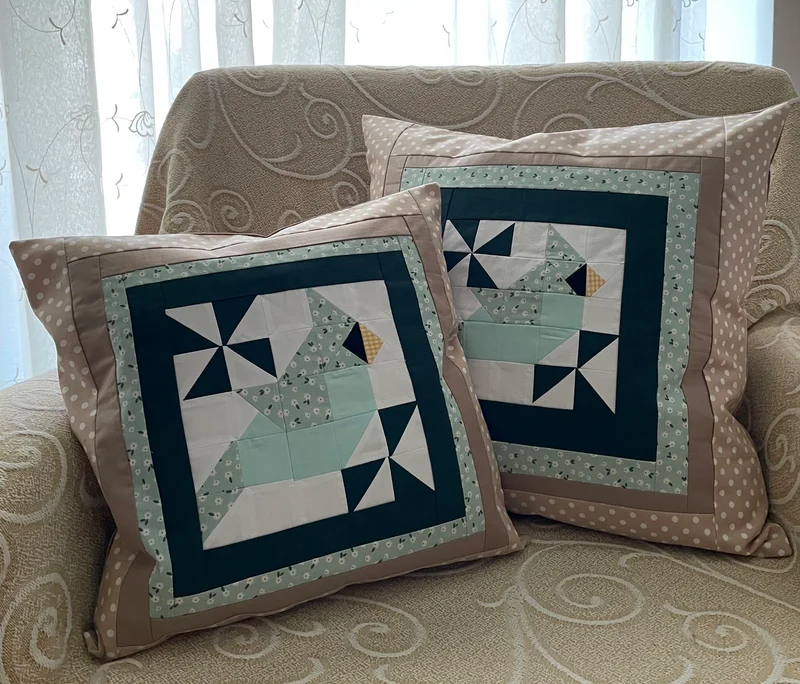 Patchwork Kissenhülle, Landhausstil Kissenbezug, mint/beige/weiß