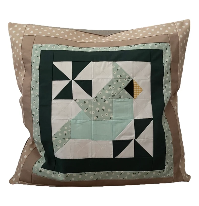 Patchwork Kissenhülle, Landhausstil Kissenbezug, mint/beige/weiß