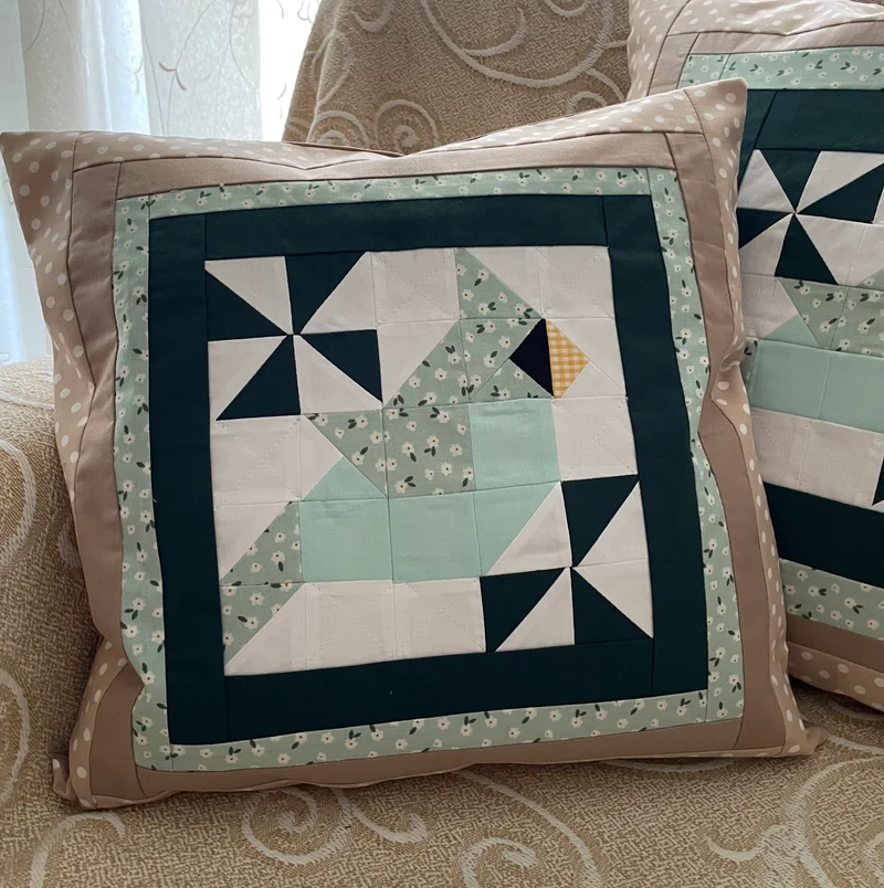 Patchwork Kissenhülle, Landhausstil Kissenbezug, mint/beige/weiß