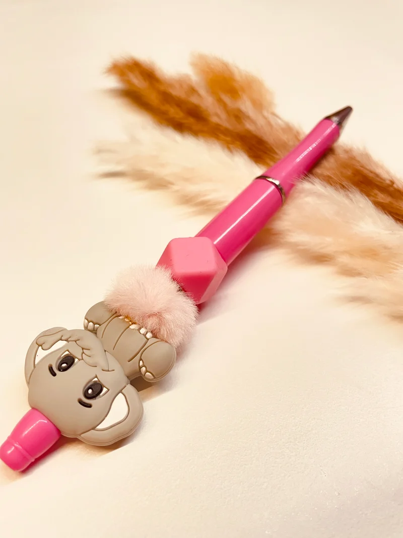 Kugelschreiber Elefant grau pink